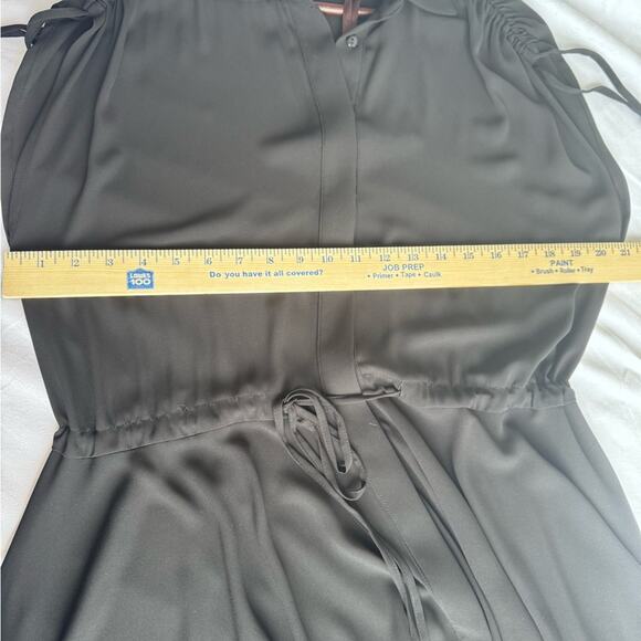 Compagnia Italiana Black Maxi Dress Button Down Stretch Tie Waist Luxury L/XL - Picture 9 of 10